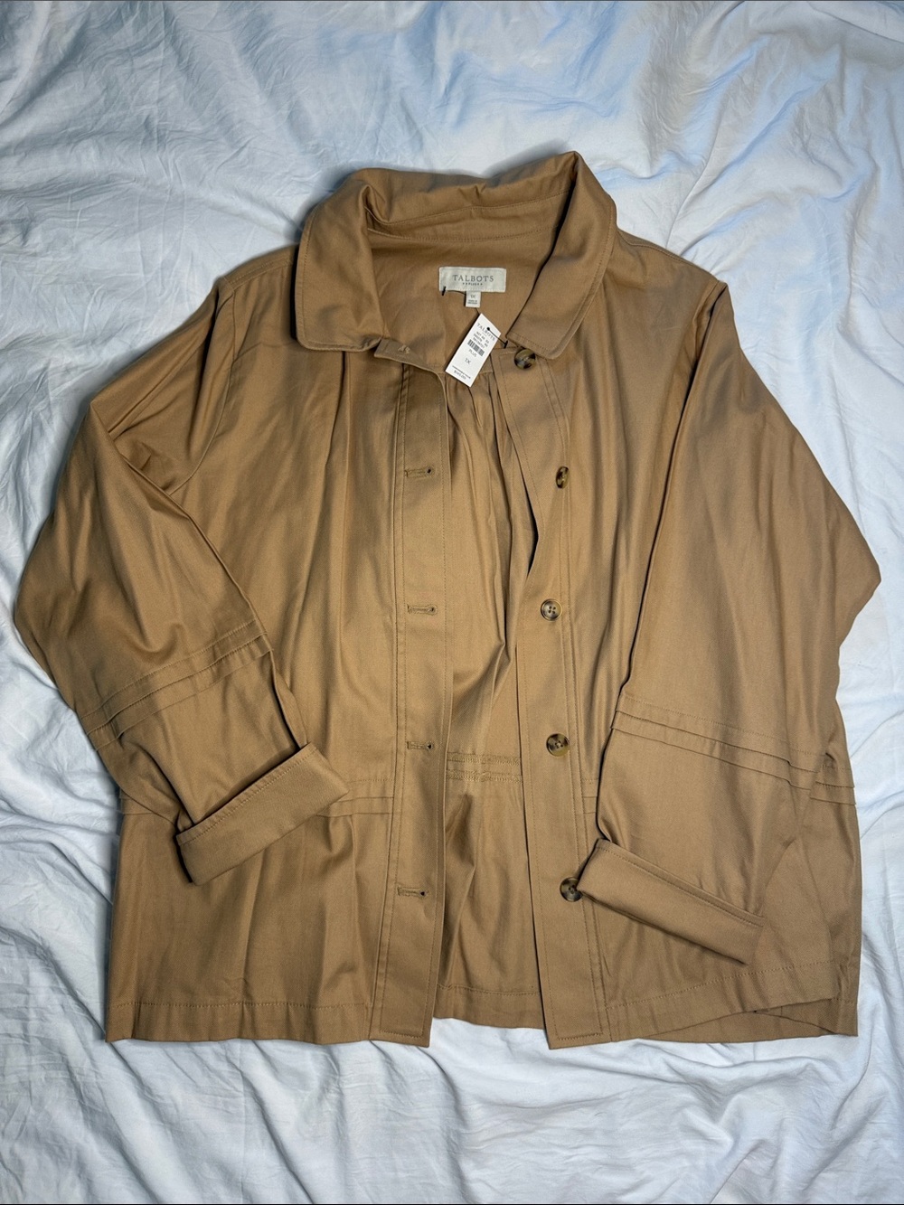 Talbots Tan Button-Front Trench Jacket